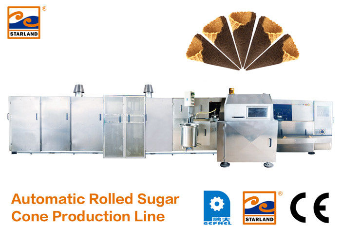 خط تولید مخروطی کامل اتوماتیک شکر برای ساخت کاسه وفل / کاسه CE تایید شده است